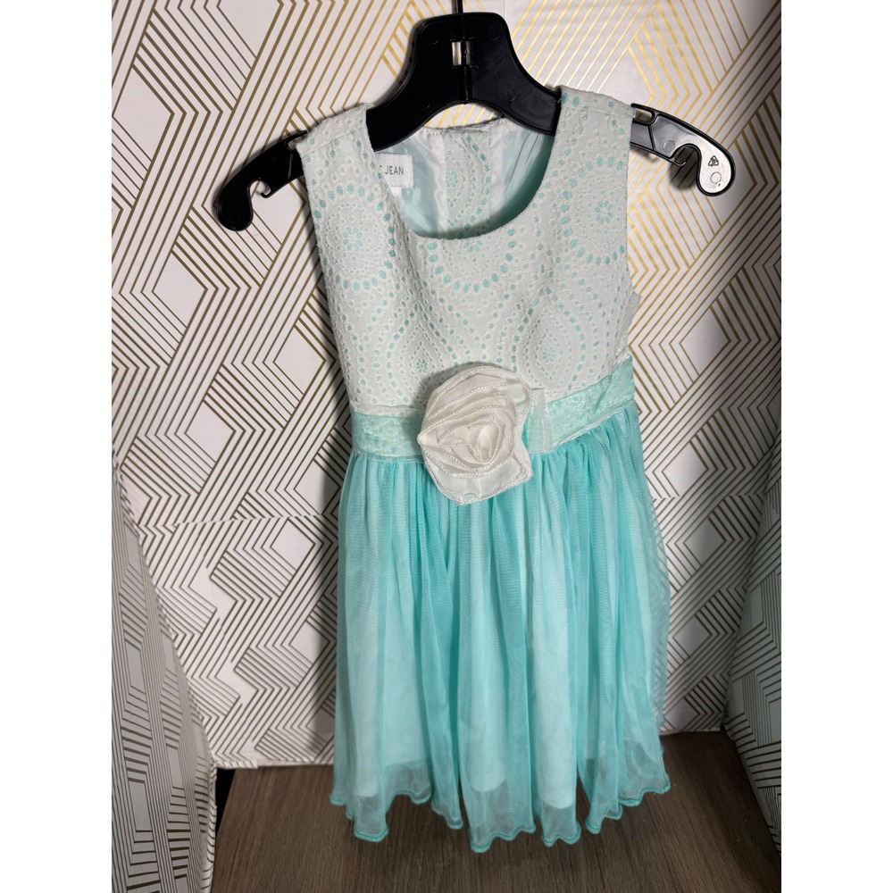 Bonnie Jean Toddler‎ Girls Aqua white Eyelet Tulle Special Occasion Dress 2T